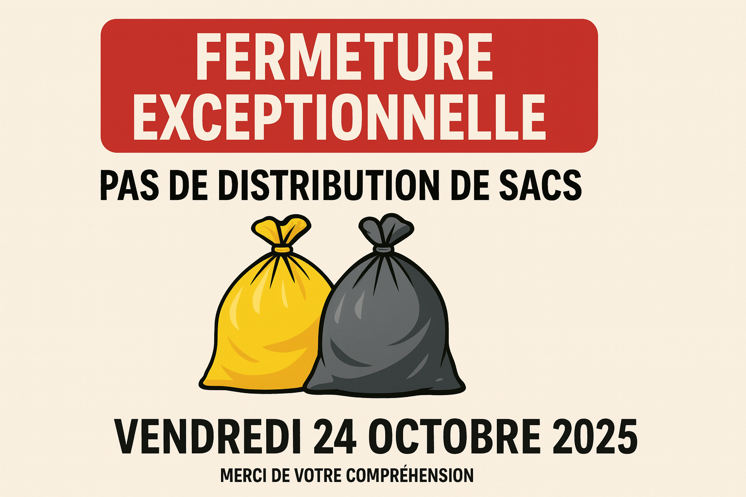 Distribution de sacs poubelles annulée